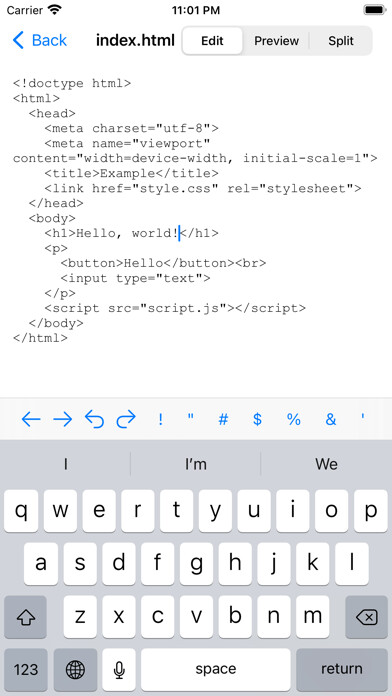 Emulate iPhone app Edhita: Text Editor using MyAndroid