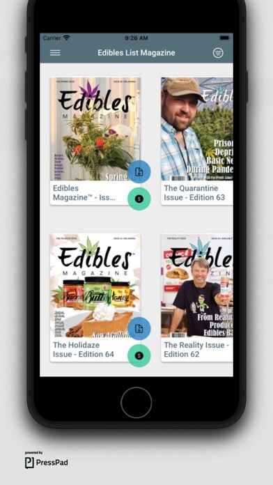 Emulate iPhone app Edibles List Magazine using MyAndroid