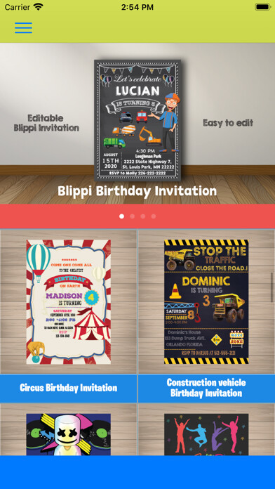 Emulate iPhone app Editable Invitations using MyAndroid