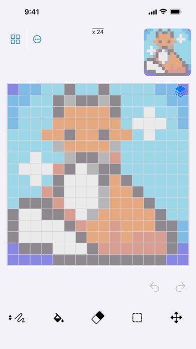 Emulate iPhone app ドット絵メーカー - Editormode using MyAndroid