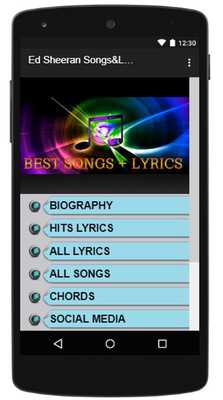 Emulate Android APK Ed Sheeran SongsLyrics