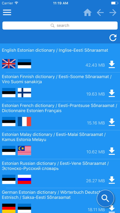 Emulate iPhone app Eesti Mitmekeelne sõnastik using MyAndroid