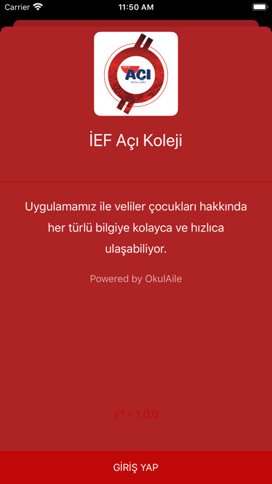 Emulate iPhone app İEF Açı Koleji using MyAndroid
