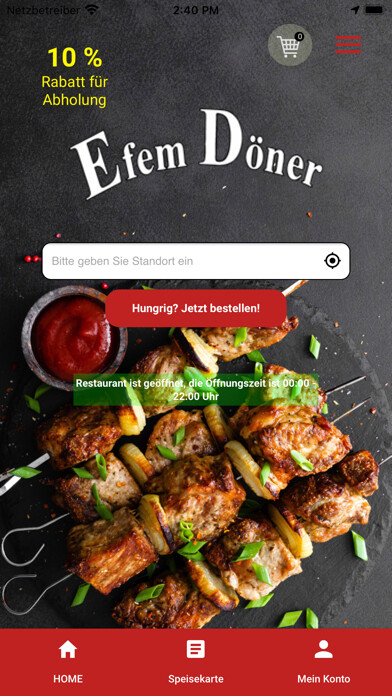 Emulate iPhone app Efem Döner using MyAndroid