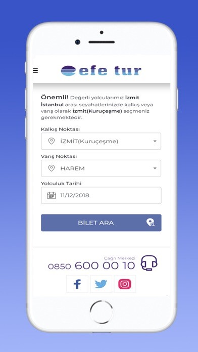 Emulate iPhone app Efe Tur Turizm using MyAndroid