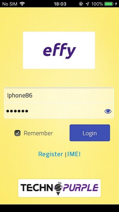 Emulate iPhone app EFFY TechnoPurple GPS Tracking using MyAndroid Emulate iPhone app EFFY TechnoPurple GPS Tracking using MyAndroid