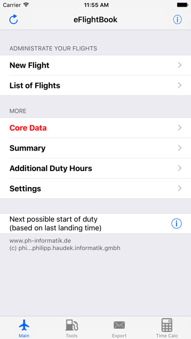 Emulate iPhone app eFlightBook Pro using MyAndroid