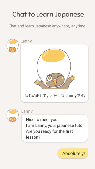 Emulate iPhone app Eggbun: Chat to Learn Japanese using MyAndroid