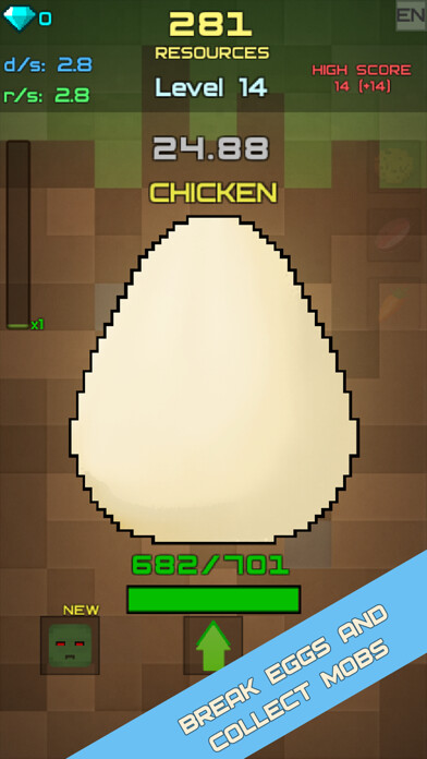 Emulate iPhone app Egg Clicker Evolution using MyAndroid