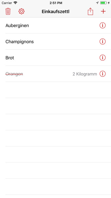 Emulate iPhone app Einkaufszettl using MyAndroid