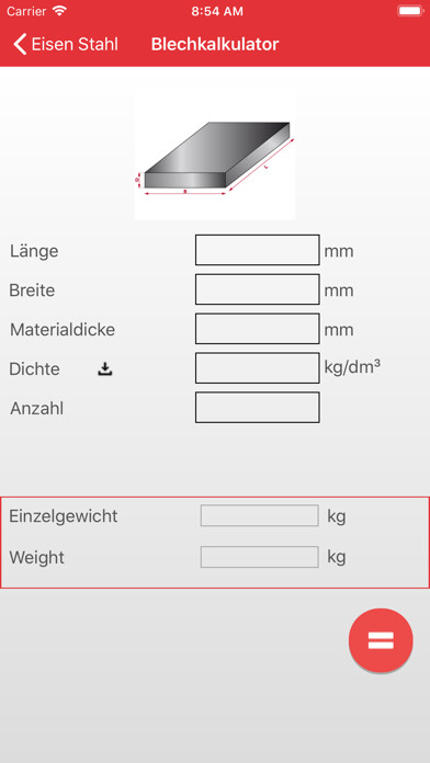 Emulate iPhone app EisenStahl Calculator using MyAndroid Emulate iPhone app EisenStahl Calculator using MyAndroid