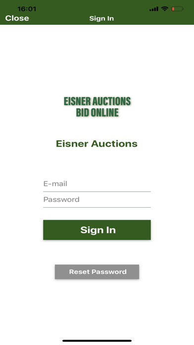 Emulate iPhone app Eisner Auctions Live using MyAndroid