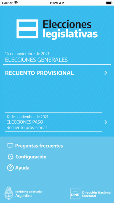 Emulate iPhone app Elecciones Argentina 2021 using MyAndroid