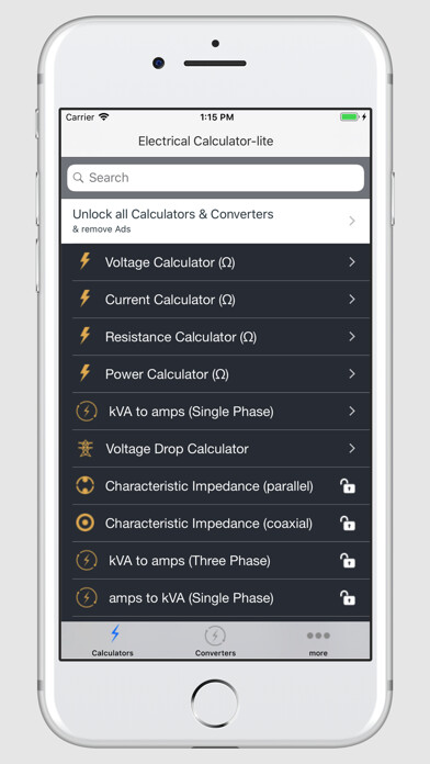 Emulate iPhone app Electrical Calculator lite using MyAndroid Emulate iPhone app Electrical Calculator lite using MyAndroid