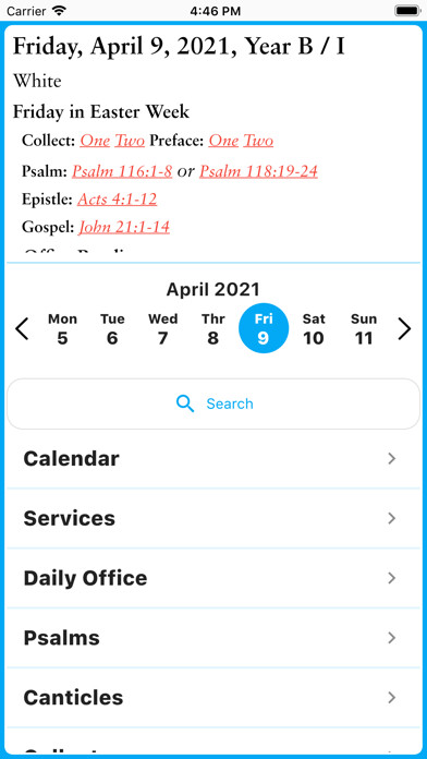 Emulate iPhone app electronic Common Prayer using MyAndroid