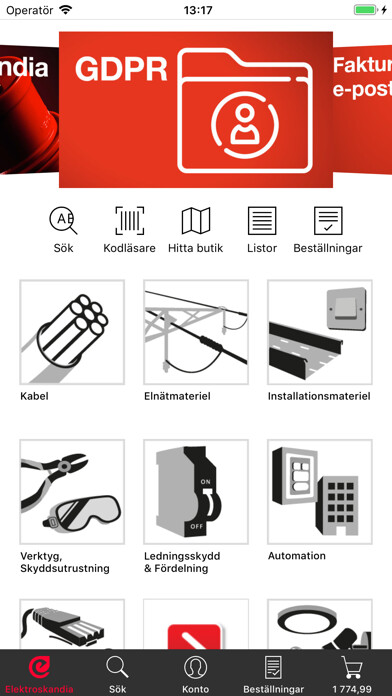 Emulate iPhone app Elektroskandia mobil using MyAndroid