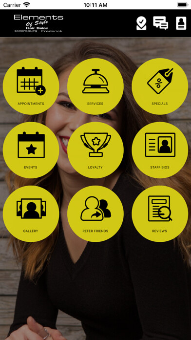 Emulate iPhone app Elements Of Style Salon using MyAndroid