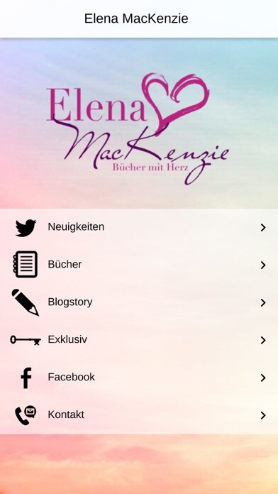 Emulate iPhone app Elena MacKenzie Autorin using MyAndroid