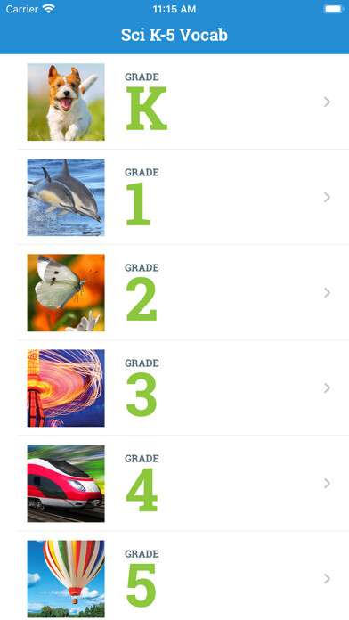 Emulate iPhone app Elevate Science K-5 Vocab using MyAndroid