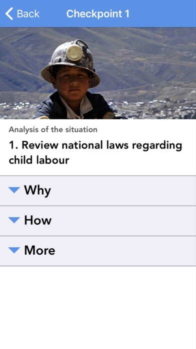 Emulate iPhone app Eliminating and Preventing Child Labour: Checkpoints using MyAndroid