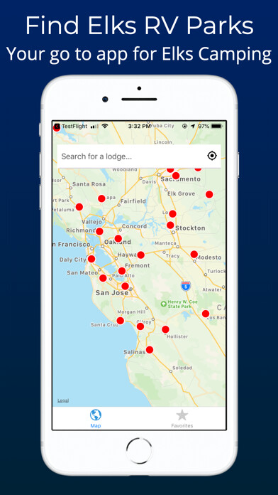 Emulate iPhone app Elks RV Parks using MyAndroid