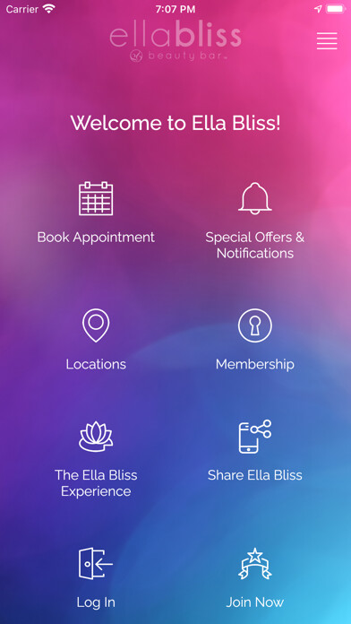Emulate iPhone app Ella Bliss Beauty Bar using MyAndroid