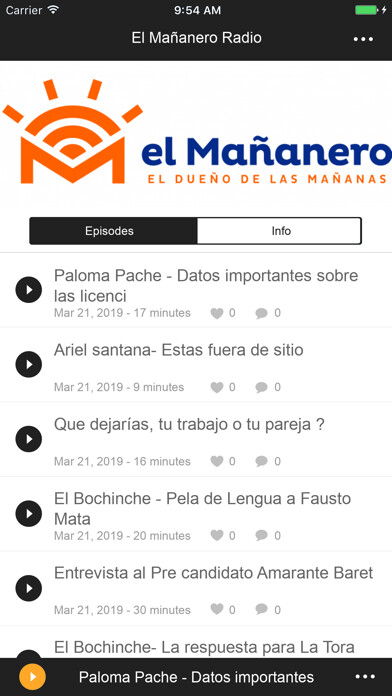 Emulate iPhone app El Mañanero Radio using MyAndroid
