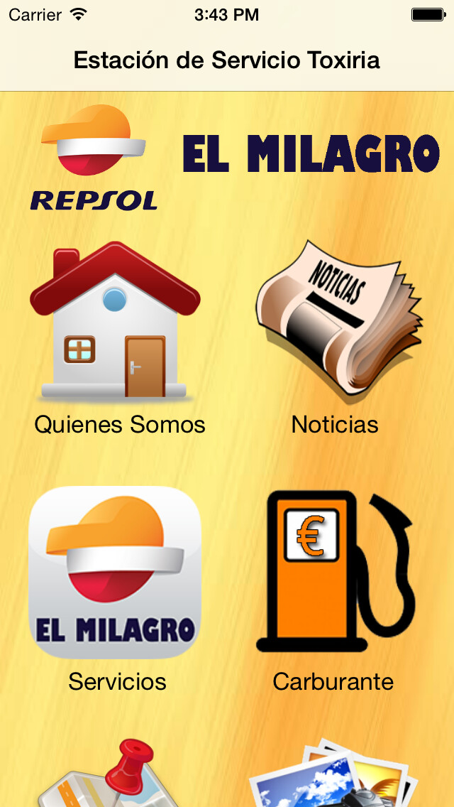 Emulate iPhone app El Milagro Gasolinera Repsol using MyAndroid