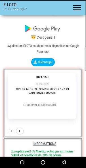 Run android online APK ELOTO, Le meilleur du Loto from MyAndroid or emulate ELOTO, Le meilleur du Loto using MyAndroid