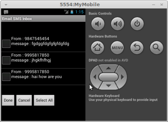 Emulate Android APK Email SMS Inbox Emulate Android APK Email SMS Inbox