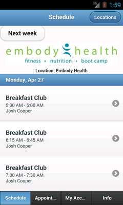 Emulate Android APK Embody Health Boot Camps