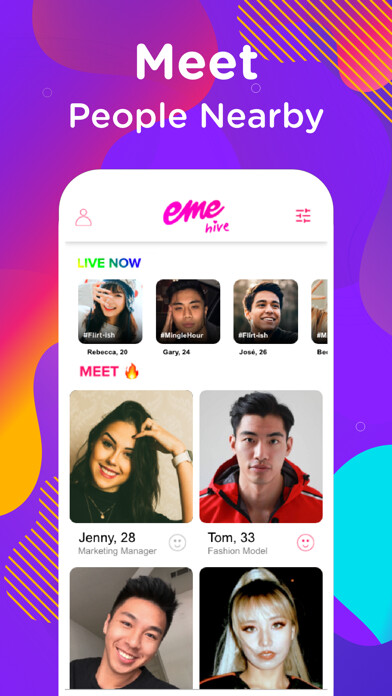 Emulate iPhone app EME Hive - Dating, Go Live using MyAndroid