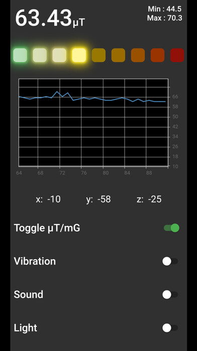 Emulate iPhone app EMF Analytics (EMF Detector) using MyAndroid