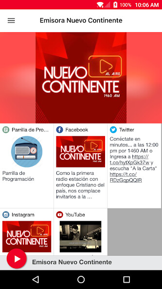 Emulate Android APK Emisora Nuevo Continente