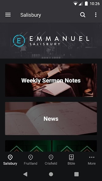Emulate iPhone app Emmanuel Wesleyan Church using MyAndroid