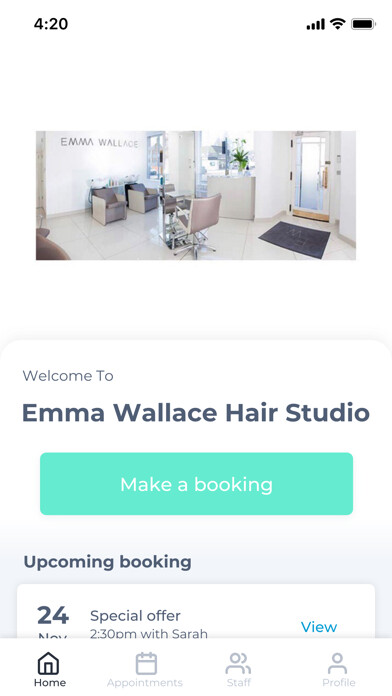Emulate iPhone app Emma Wallace Hair Studio using MyAndroid