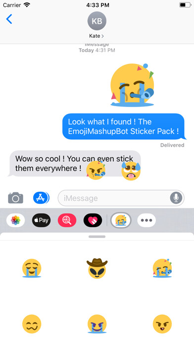 Emulate iPhone app EmojiMashupBot using MyAndroid