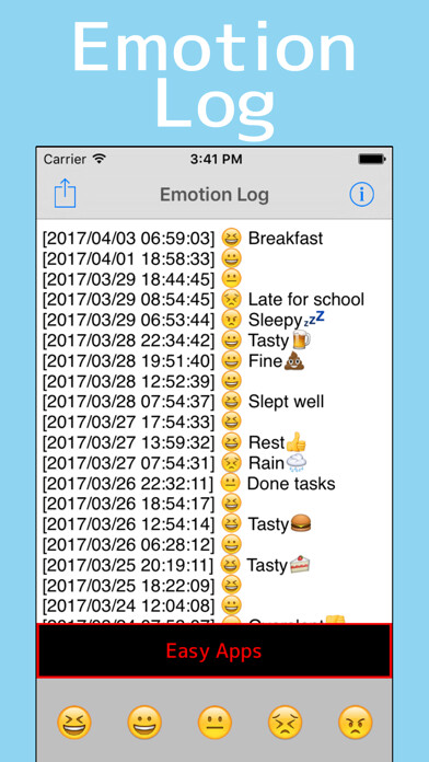 Emulate iPhone app Emotion Log using MyAndroid Emulate iPhone app Emotion Log using MyAndroid