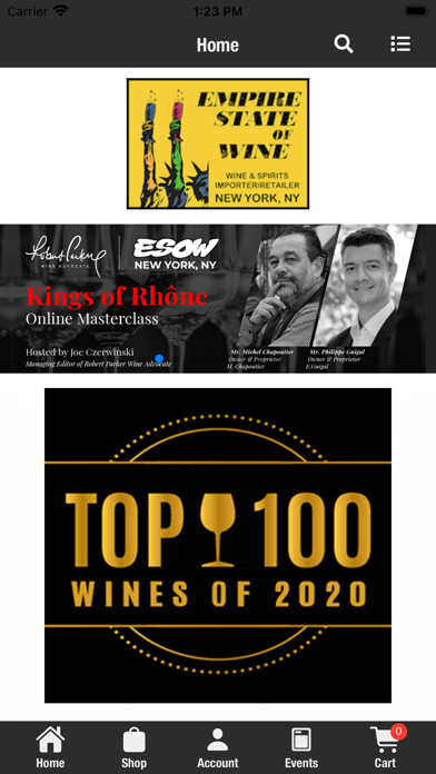 Emulate iPhone app Empire State of Wine using MyAndroid