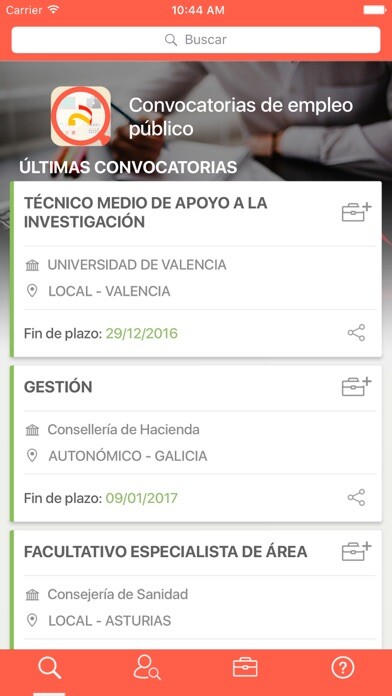 Emulate iPhone app Empleo Público using MyAndroid