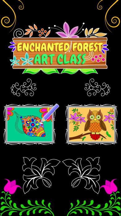 Emulate iPhone app Enchanted Forest Art Class- Coloring Book for Adults using MyAndroid