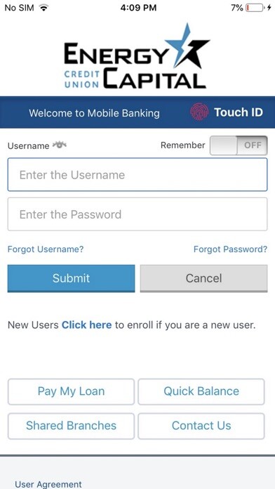 Emulate iPhone app Energy Capital Credit Union. using MyAndroid