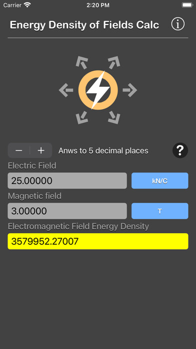 Emulate iPhone app Energy Density of Fields Calc using MyAndroid Emulate iPhone app Energy Density of Fields Calc using MyAndroid
