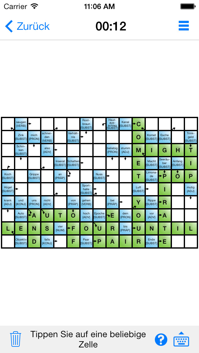 Emulate iPhone app Englisch lernen mit Kreuzworträtseln using MyAndroid