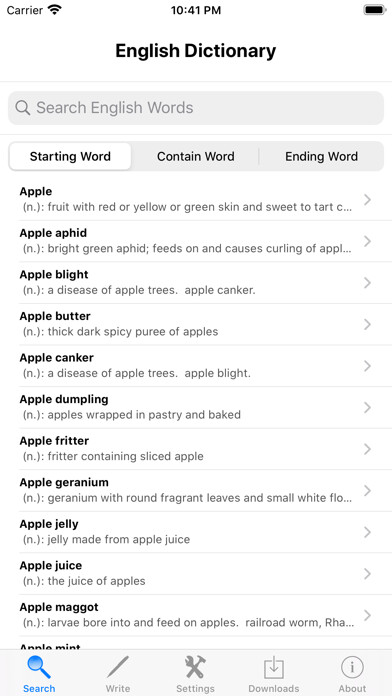 Emulate iPhone app English Audio Dictionary using MyAndroid