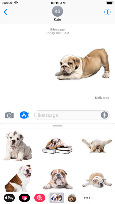 Emulate iPhone app English Bulldog Stickers using MyAndroid