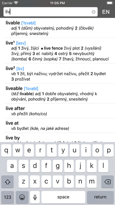 Emulate iPhone app English-Czech Offline Dict. using MyAndroid