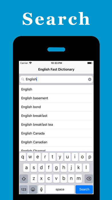 Emulate iPhone app English Fast Dictionary using MyAndroid