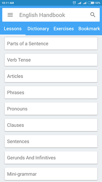 Run android online APK English Grammar Handbook - English Dictionary from MyAndroid or emulate English Grammar Handbook - English Dictionary using MyAndroid