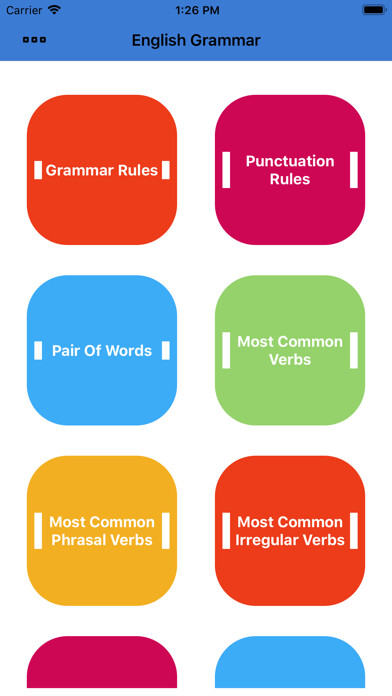 Emulate iPhone app English Grammar & Punctuation using MyAndroid